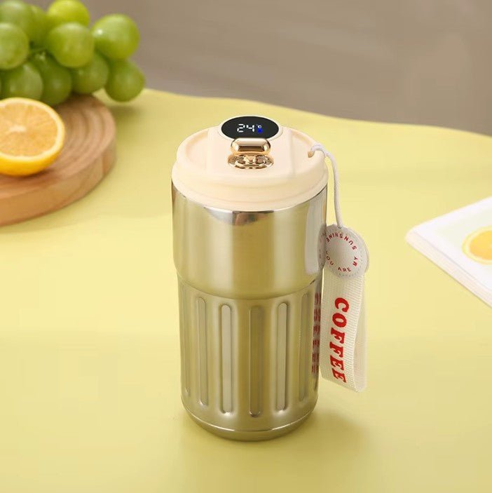 FX Factory Thermosbeker 450 ml – RVS 316, Dubbelwandig, Lekvrij, LED Display, 12U Warm/24U Koud - inHype