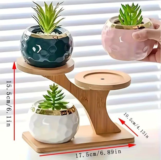 Bamboe Plantenstandaard 2 - Laags – Plantenrek Binnen – Duurzame Plantentafel – Compact & Stijlvol – Houten Plant Shelf - inHype